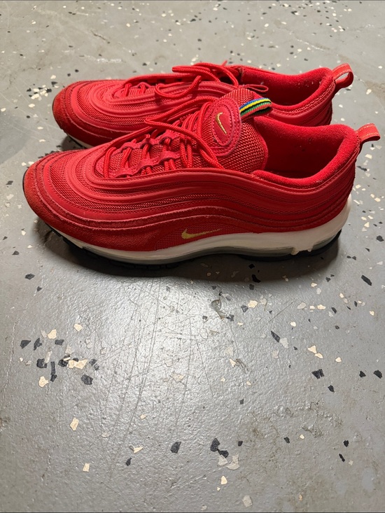Nike Other - Nike men’s Red Sneakers with Yellow Swoosh